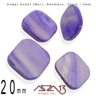 20 mm Mor, Doğal Sedef Rhombus Boncuk / Paket İçeriği 4 Adet