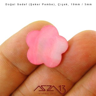 19 mm Şeker Pembe, Doğal Sedef Çiçek Boncuk / Paket İçeriği 8 Adet