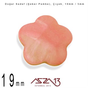 19 mm Şeker Pembe, Doğal Sedef Çiçek Boncuk / Paket İçeriği 8 Adet