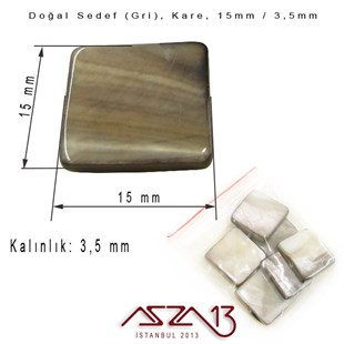 15 mm Gri, Doğal Sedef Kare Boncuk / Paket İçeriği 6 Adet