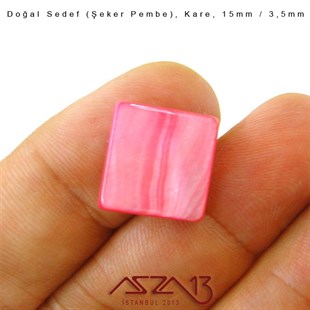 15 mm Şeker Pembe, Doğal Sedef Kare Boncuk / Paket İçeriği 6 Adet