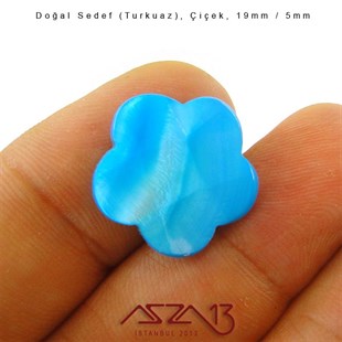 19 mm Turkuaz, Doğal Sedef Çiçek Boncuk / Paket İçeriği 8 Adet