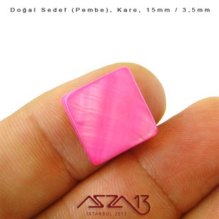 15 mm Pembe, Doğal Sedef Kare Boncuk / Paket İçeriği 6 Adet