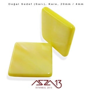 20 mm Sarı, Doğal Sedef Kare Boncuk / Paket İçeriği 4 Adet