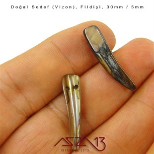 30x5 mm Vizon, Doğal Sedef Fildişi Boncuk / Paket İçeriği 6 Adet