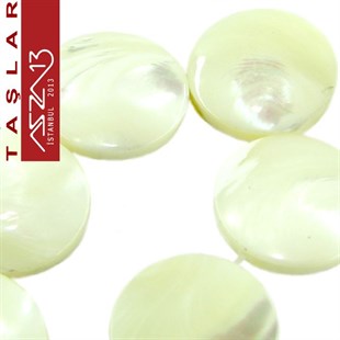 21 Adet 18 mm Beyaz Renk Yuvarlak Sedef Doğal Taş (62 gr)