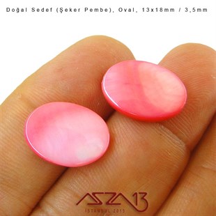 13x18 mm Şeker Pembe, Doğal Sedef Oval Boncuk / Paket İçeriği 6 Adet