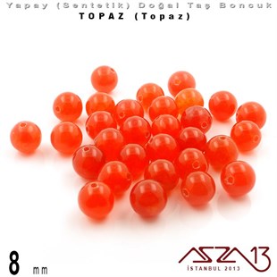 8 mm - Sentetik - Yuvarlak - Düz Yüzey - Topaz (Topaz) / 30 Adet