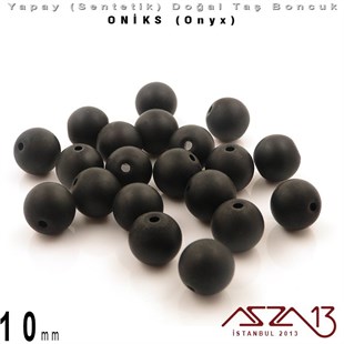 10 mm - Sentetik - Yuvarlak - Düz Yüzey - Siyah Mat Oniks (B. Matte Onyx) / 20 Adet