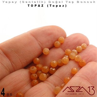 4 mm - Sentetik - Yuvarlak - Geodezik Yüzey - Topaz (Topaz) / 34 Adet