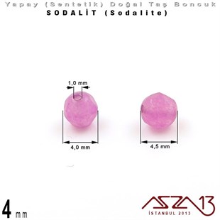 4 mm - Sentetik - Yuvarlak - Geodezik Yüzey - Sodalit (Sodalite) / 34 Adet