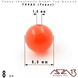 8 mm - Sentetik - Yuvarlak - Düz Yüzey - Topaz (Topaz) / 30 Adet