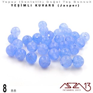 8 mm - Sentetik - Yuvarlak - Düz Yüzey - Yeşimli Kuvars (Jasper) / 30 Adet