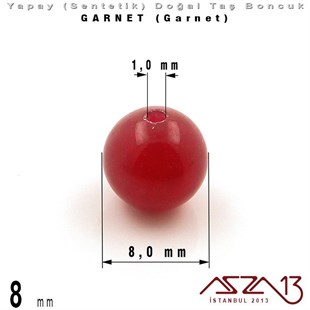 8 mm - Sentetik - Yuvarlak - Düz Yüzey - Garnet (Garnet) / 30 Adet