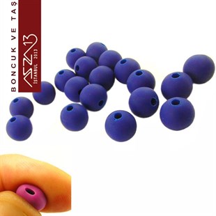 Lacivert, Silikon, 10 mm Yuvarlak Boncuk / Paket İçeriği 20 Adet