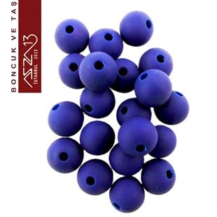 Lacivert, Silikon, 10 mm Yuvarlak Boncuk / Paket İçeriği 20 Adet
