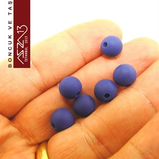 Lacivert, Silikon, 10 mm Yuvarlak Boncuk / Paket İçeriği 20 Adet