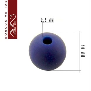 Lacivert, Silikon, 10 mm Yuvarlak Boncuk / Paket İçeriği 20 Adet