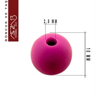 Mor, Silikon, 10 mm Yuvarlak Boncuk / Paket İçeriği 20 Adet
