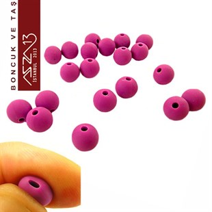 Mor, Silikon, 10 mm Yuvarlak Boncuk / Paket İçeriği 20 Adet