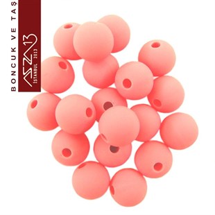 Pembe, Silikon, 10 mm Yuvarlak Boncuk / Paket İçeriği 20 Adet