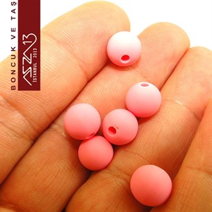 Pembe, Silikon, 10 mm Yuvarlak Boncuk / Paket İçeriği 20 Adet