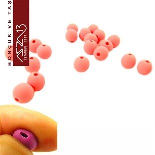 Pembe, Silikon, 10 mm Yuvarlak Boncuk / Paket İçeriği 20 Adet