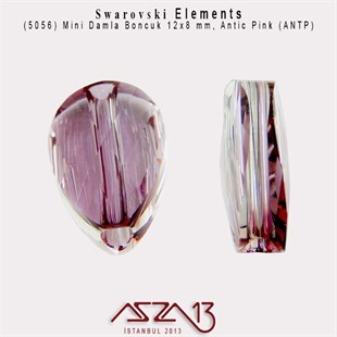 5056 001 ANTP (Crystal Antik Pink) Mini Drop Bead (Mini Damla Boncuk) 12x8 mm / 4 Adet