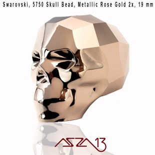 Swarovski 5750 Metallic Rose Gold 2x (Skull Bead) 19 mm Kurukafa Boncuk