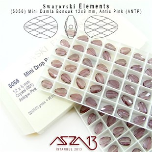 5056 001 ANTP (Crystal Antik Pink) Mini Drop Bead (Mini Damla Boncuk) 12x8 mm / 4 Adet