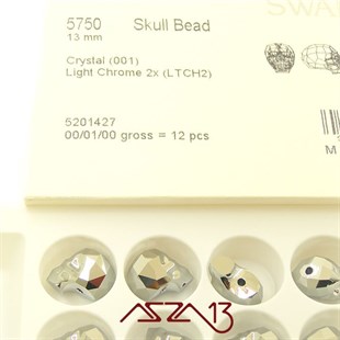 Swarovski 5750 Metallic Light Chrome 2x (Skull Bead) 13 mm Kurukafa Boncuk