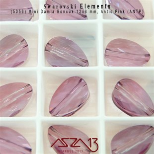 5056 001 ANTP (Crystal Antik Pink) Mini Drop Bead (Mini Damla Boncuk) 12x8 mm / 4 Adet