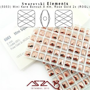 5053 001ROGL2 (Crystal Rose Gold 2x) Mini Square Bead (Mini Kare Boncuk) 8 mm / 4 Adet