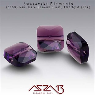 5053 204 (Amethyst) Mini Square Bead (Mini Kare Boncuk) 8 mm / 4 Adet