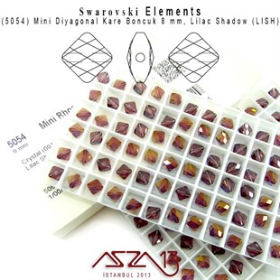5054 001 LISH (Crystal Lilac Shadow) Mini Rhombus Bead (Mini Kare Diyagonal Boncuk) 8 mm / 4 Adet