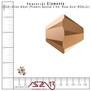 5328 001 ROGL2 (Crystal Rose Gold 2x) Xilion Bead (Bikon Boncuk) 3 mm / 72 Adet
