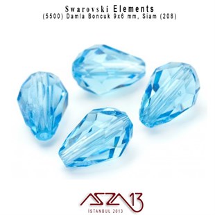 5500 379 (Indicolite) Bead (Damla Boncuk) 9x6 mm / 6 Adet