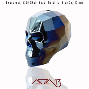 Swarovski 5750 Metallic Blue 2x (Skull Bead) 13 mm Kurukafa Boncuk
