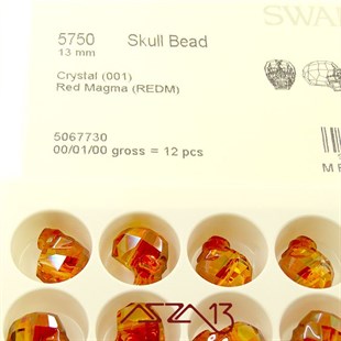 Swarovski 5750 Red Magma (Skull Bead) 13 mm Kurukafa Boncuk