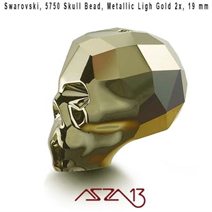 Swarovski 5750 Metallic Light Gold 2x (Skull Bead) 19 mm Kurukafa Boncuk