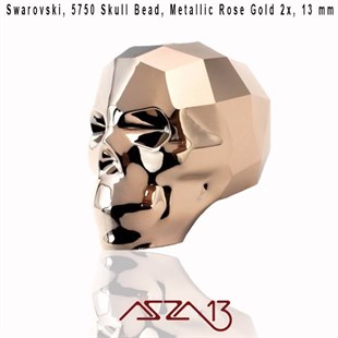 Swarovski 5750 Metallic Rose Gold 2x (Skull Bead) 13 mm Kurukafa Boncuk