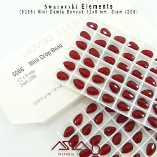5056 208 (Siam) Mini Drop Bead (Mini Damla Boncuk) 12x8 mm / 4 Adet