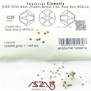 5328 001 ROGL2 (Crystal Rose Gold 2x) Xilion Bead (Bikon Boncuk) 3 mm / 72 Adet