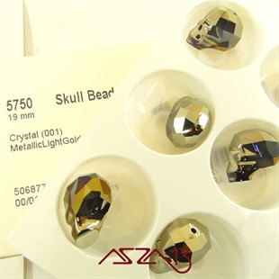 Swarovski 5750 Metallic Light Gold 2x (Skull Bead) 19 mm Kurukafa Boncuk