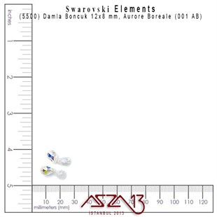 5500 001 AB (Crystal Aurore Boreale) Bead (Damla Boncuk) 12x8 mm / 3 Adet