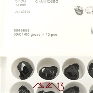 Swarovski 5750 Jet (Skull Bead) 13 mm Kurukafa Boncuk