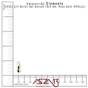 5535 001 ROGL2 (Rose Gold 2x) Column Bead (Çift Delikli Bar Boncuk) 19x5 mm / 2 Adet