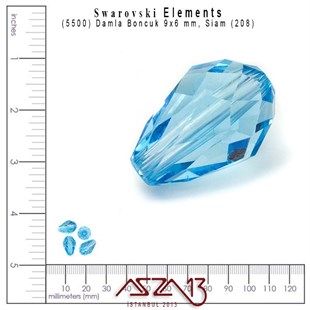 5500 379 (Indicolite) Bead (Damla Boncuk) 9x6 mm / 6 Adet