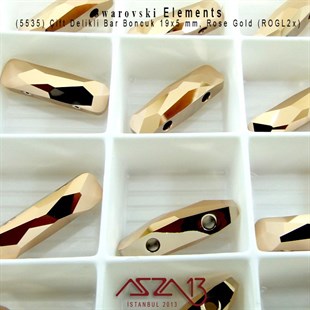 5535 001 ROGL2 (Rose Gold 2x) Column Bead (Çift Delikli Bar Boncuk) 19x5 mm / 2 Adet
