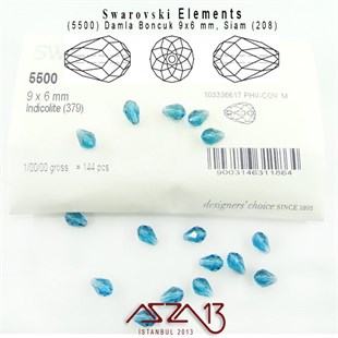 5500 379 (Indicolite) Bead (Damla Boncuk) 9x6 mm / 6 Adet